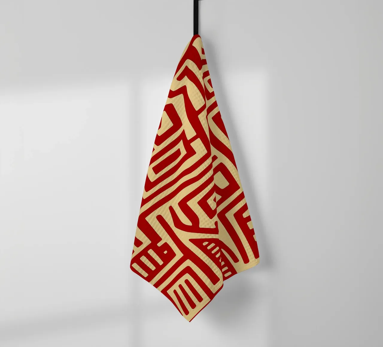 Red Line Modern Abstract Art tea towel by Bulaxtims