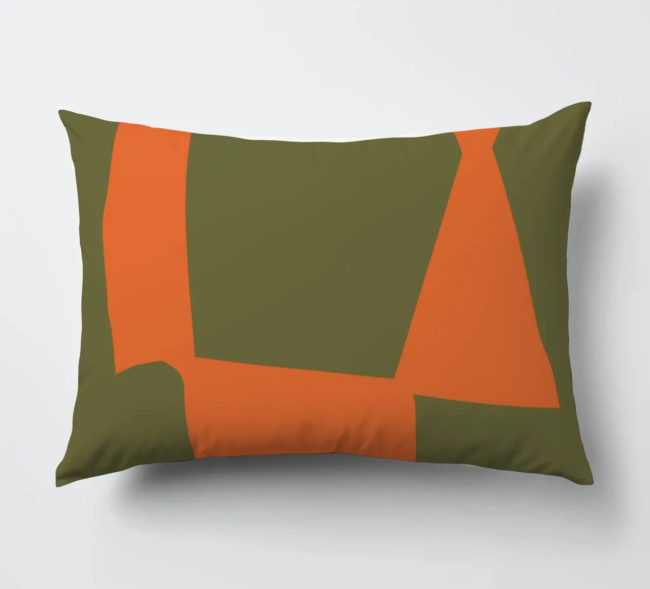 Orange block composition decorative cushion by Little Dean