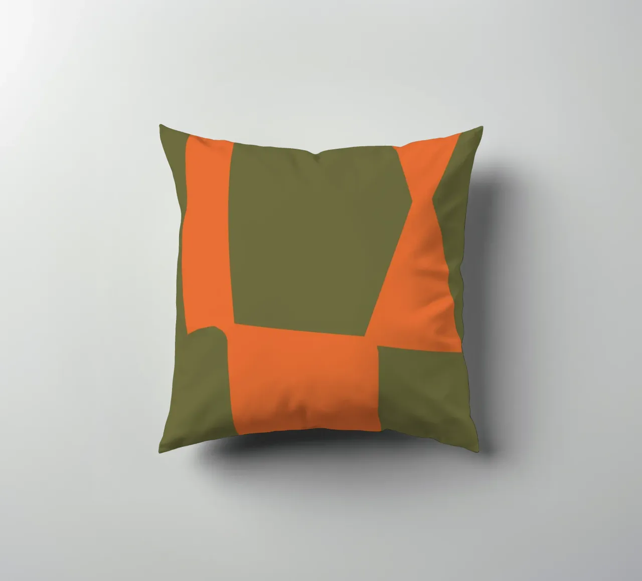 Orange block composition decorative cushion by Little Dean
