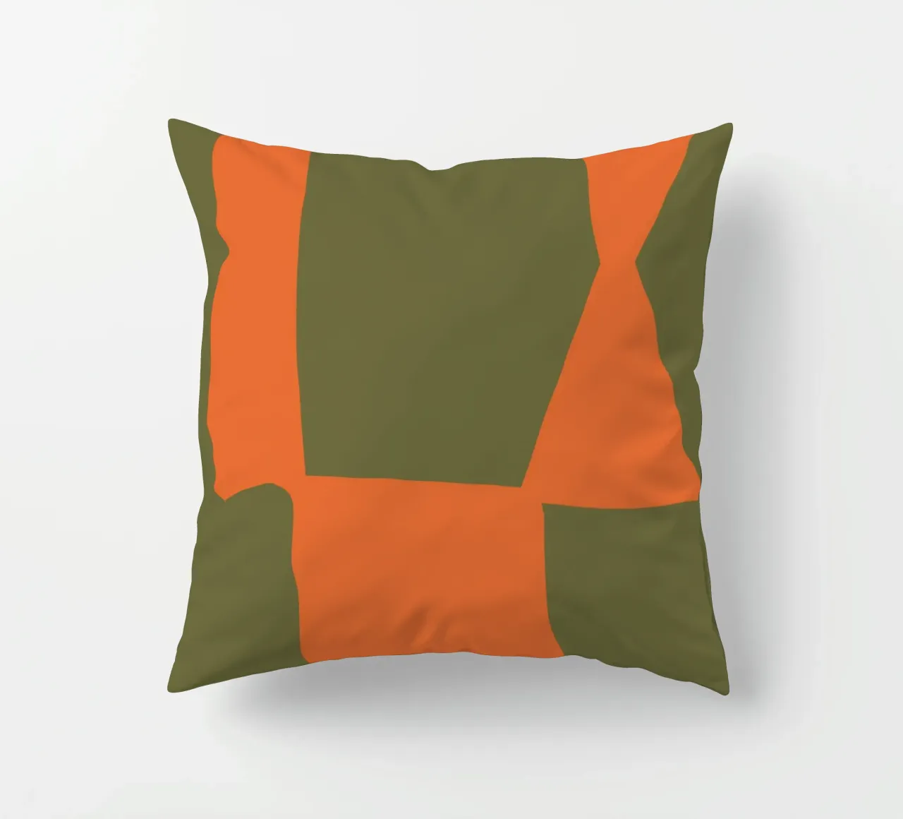 Orange block composition decorative cushion by Little Dean