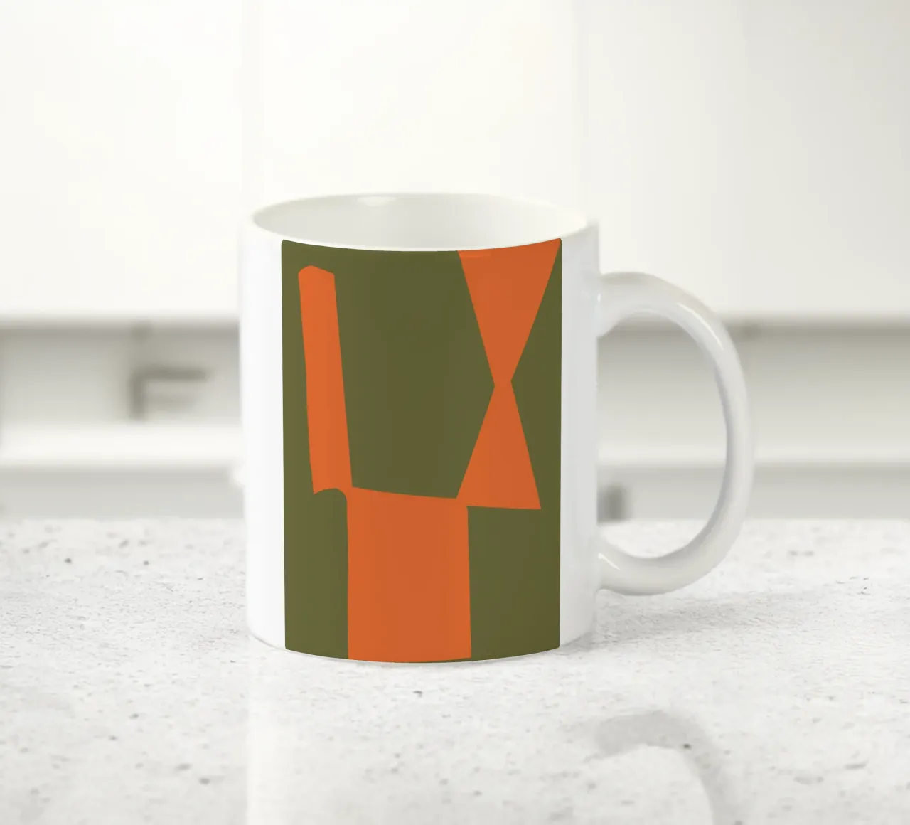 Orange block composition ceramic mug by Little Dean