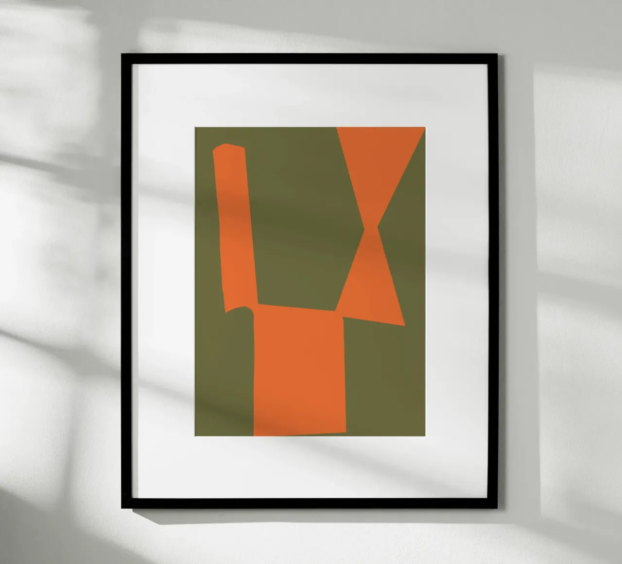 Oranger Block Zusammensetzung Poster mit Holzrahmen von Little Dean
