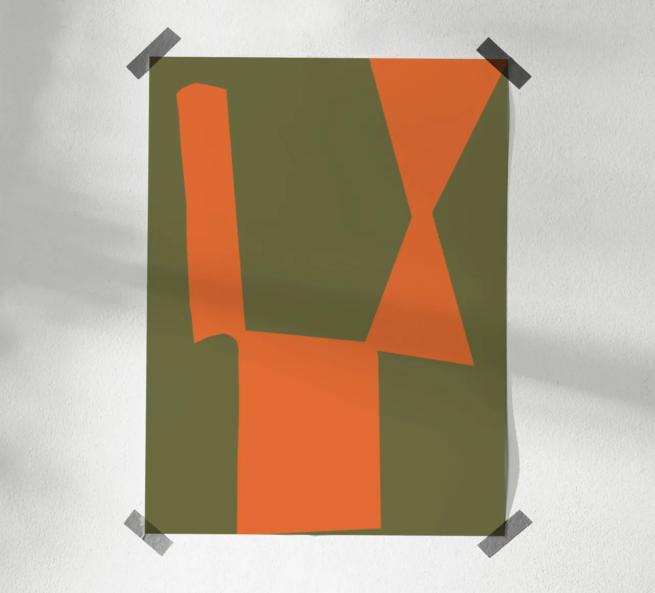 Oranger Block Zusammensetzung Poster mit Holzrahmen von Little Dean