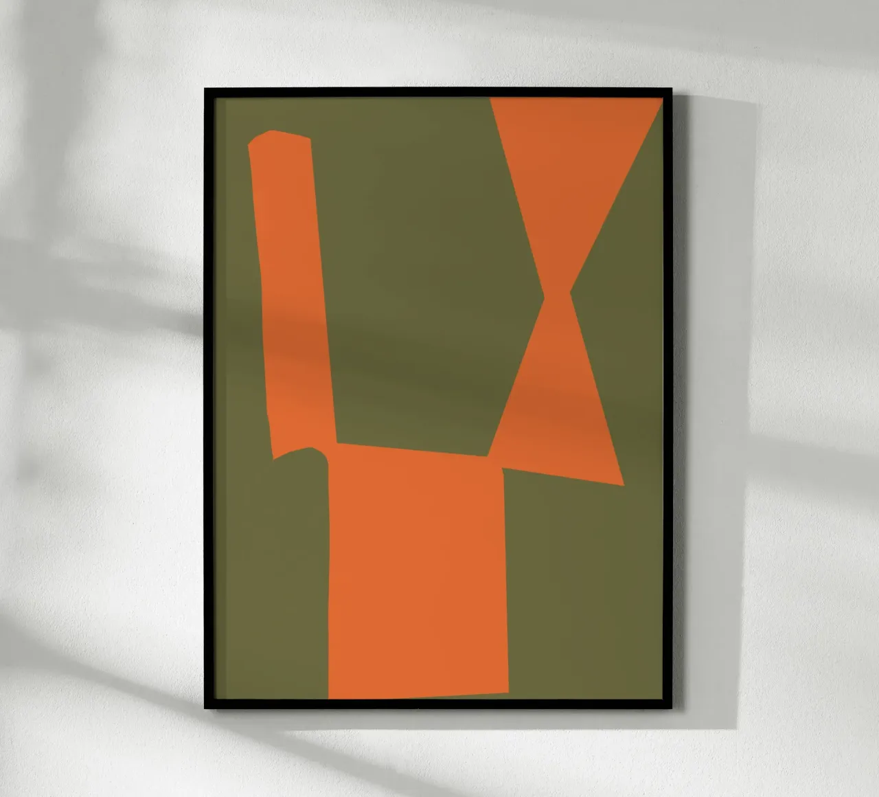 Oranger Block Zusammensetzung Poster mit Holzrahmen von Little Dean