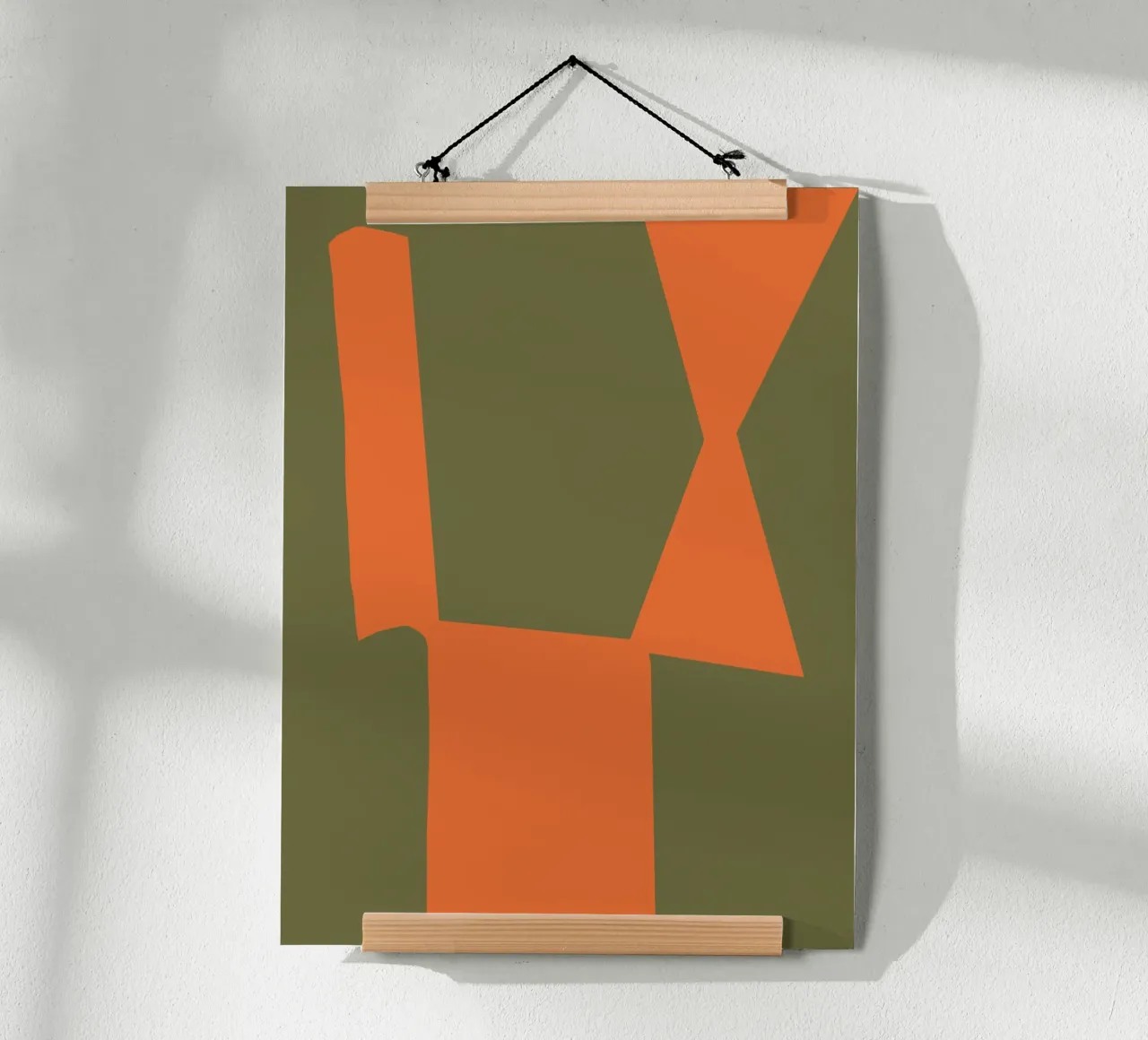 Oranger Block Zusammensetzung Poster mit Holzrahmen von Little Dean