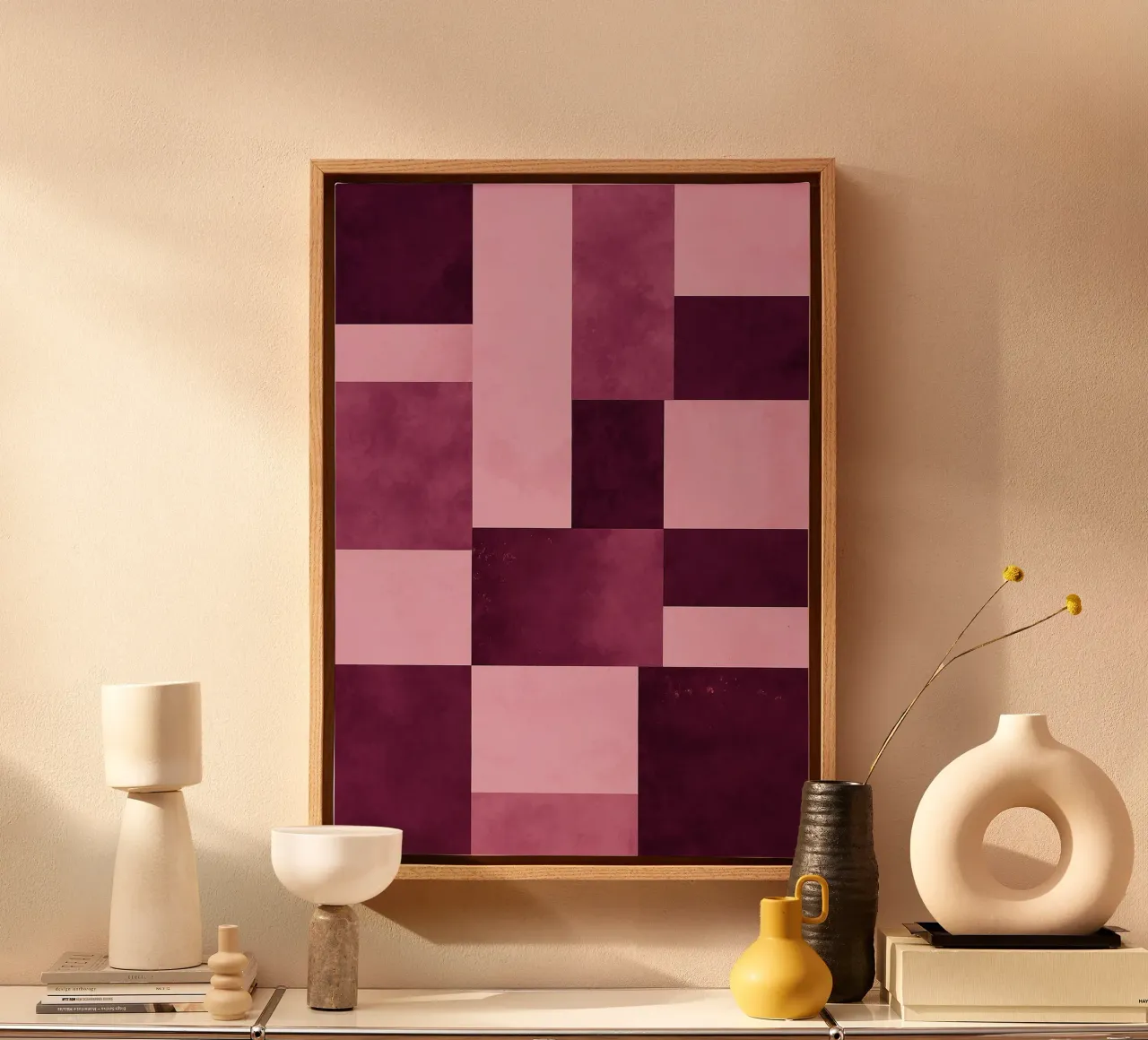 Vierkante moderne abstracte kunst canvas met Baklijst van Bulaxtims