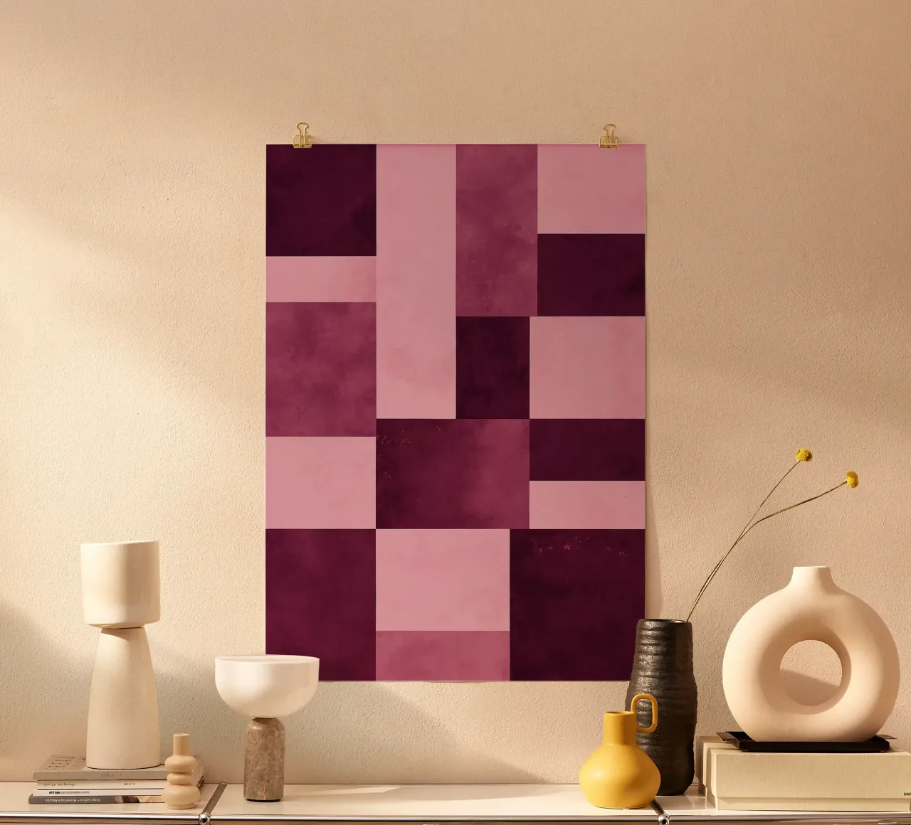 Vierkante moderne abstracte kunst poster met kunststof frame van Bulaxtims