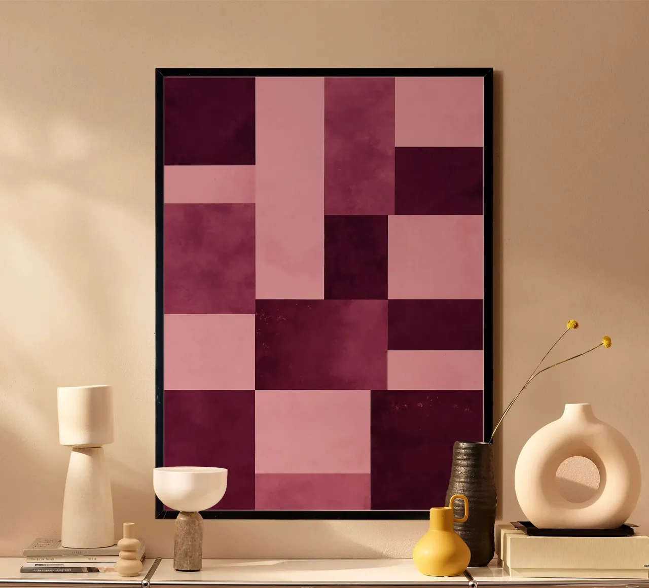Vierkante moderne abstracte kunst poster met kunststof frame van Bulaxtims