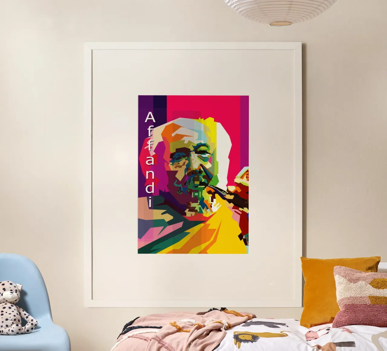 Affandi Koesoema Artista che dipinge WPAP Trending Now poster con telaio in legno da Artkreator
