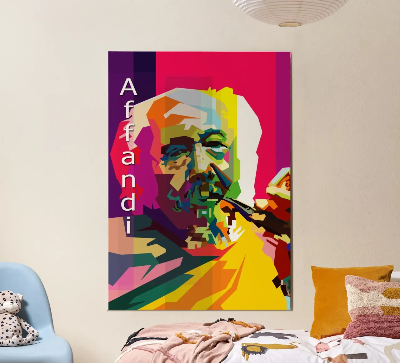 Affandi Koesoema Artista che dipinge WPAP Trending Now poster con telaio in legno da Artkreator