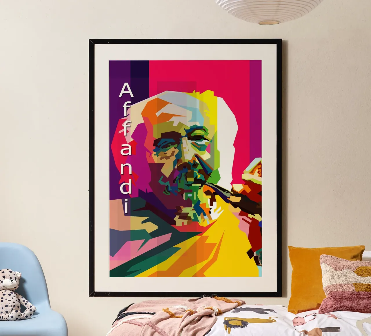 Affandi Koesoema Artista che dipinge WPAP Trending Now poster con telaio in legno da Artkreator