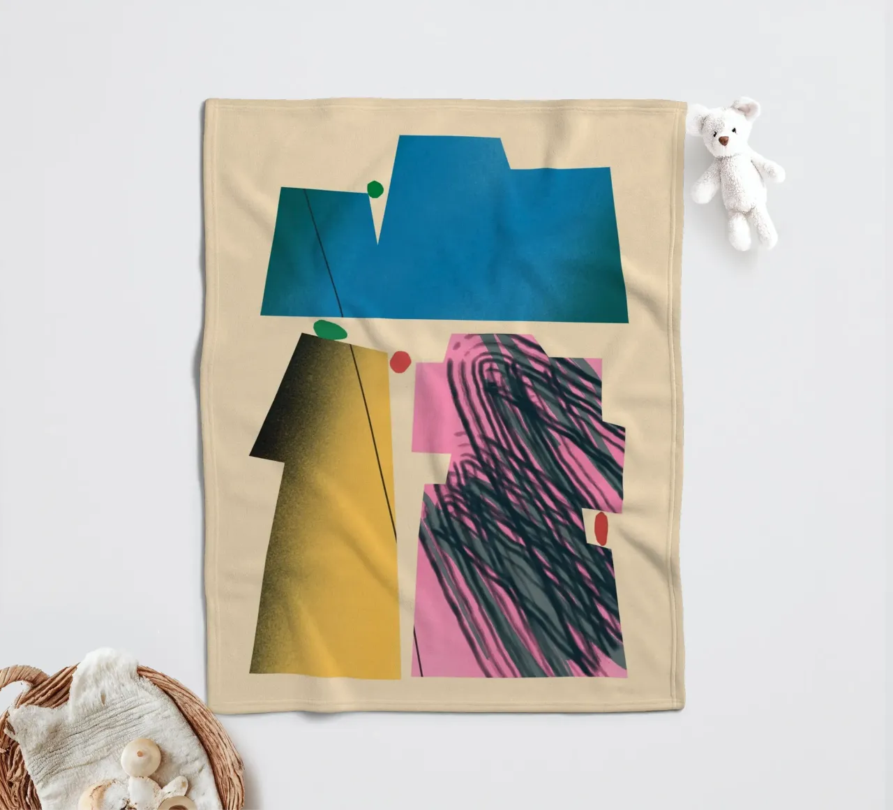 Gradient dynamic shapes fleece blanket by Little Dean