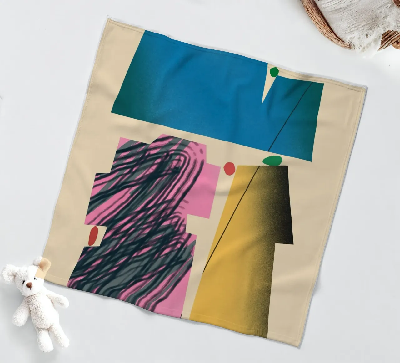 Gradient dynamic shapes fleece blanket by Little Dean