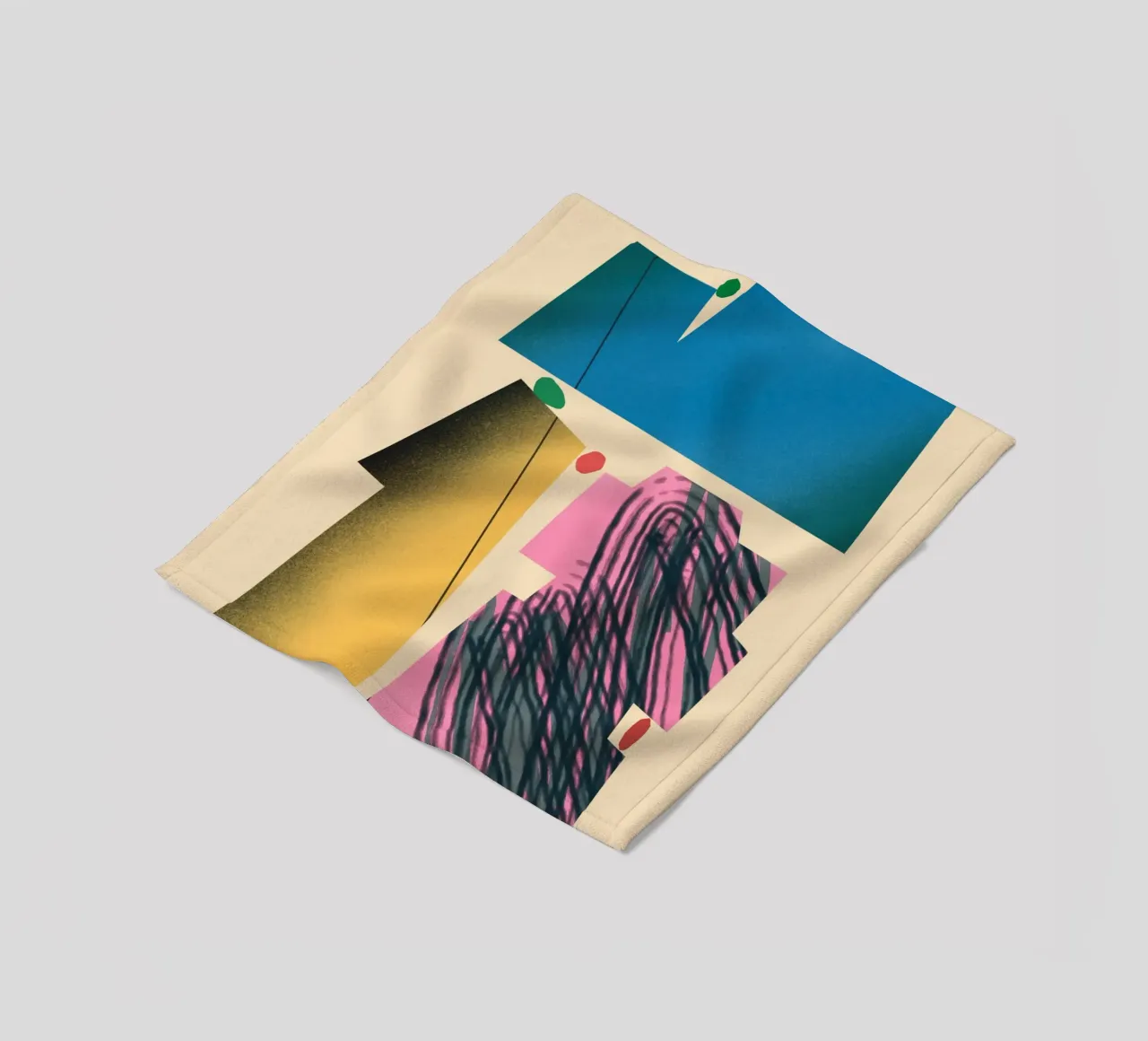 Gradient dynamic shapes fleece blanket by Little Dean