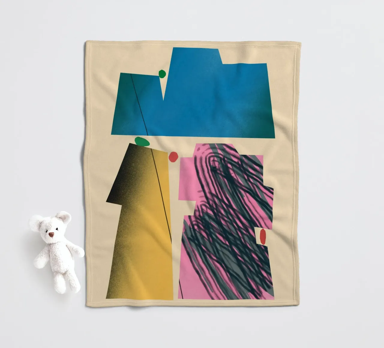 Gradient dynamic shapes fleece blanket by Little Dean