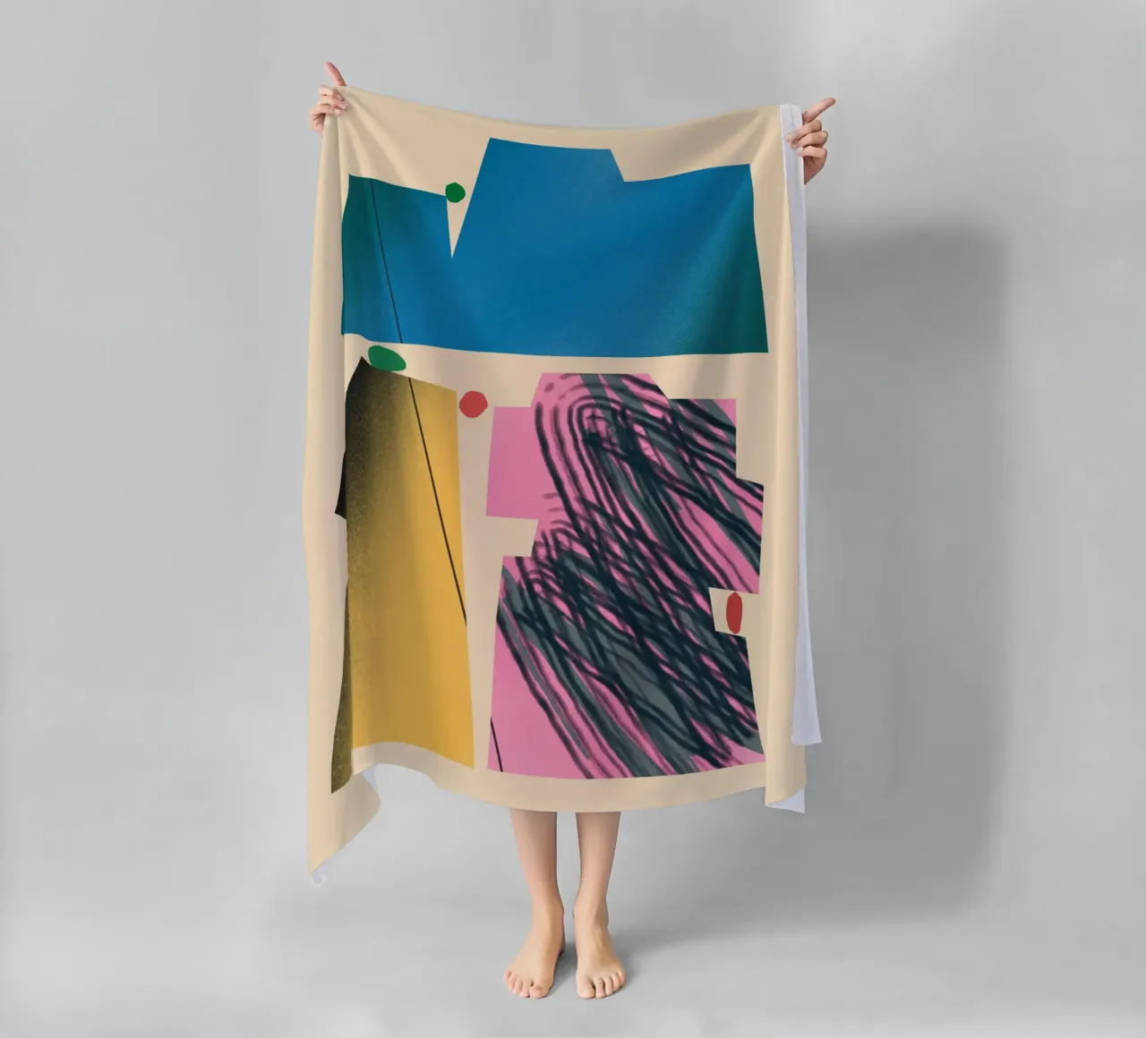 Gradient dynamic shapes beach towel by Little Dean