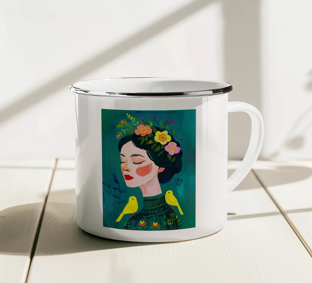 Frida Kahlo felice tazza in smalto da Point and Art