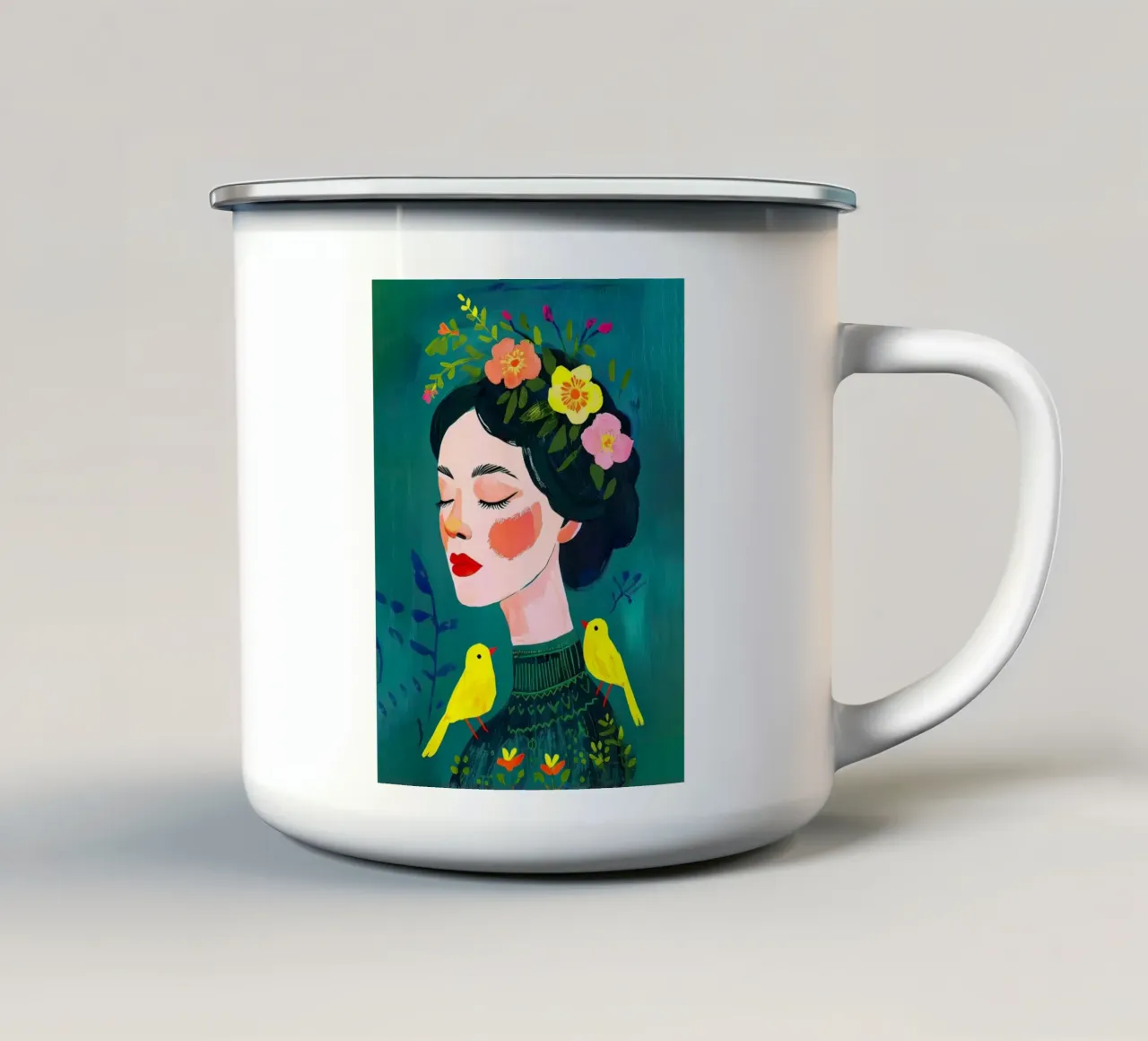 Frida Kahlo felice tazza in smalto da Point and Art