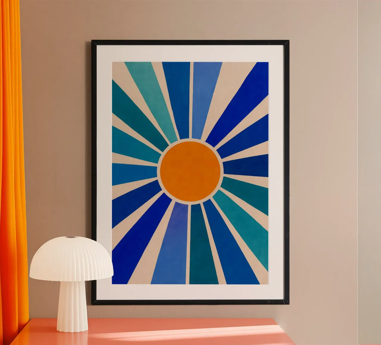 Arte dell'immaginazione astratta del sole poster con telaio in alluminio da Bulaxtims