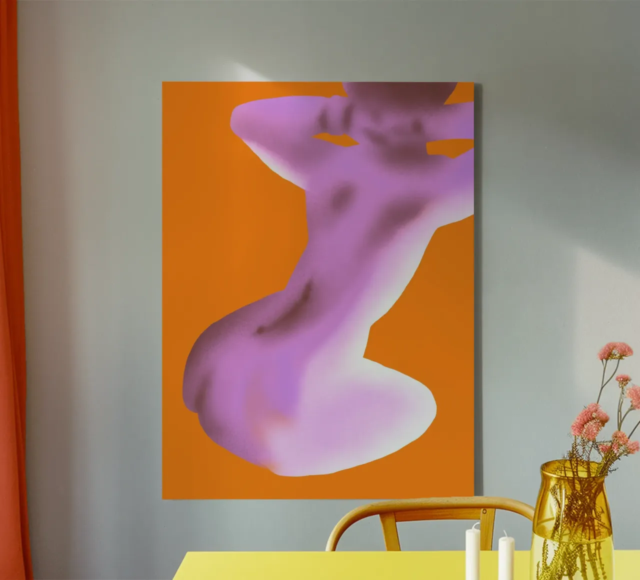 Pink back curves canvas by Little Dean