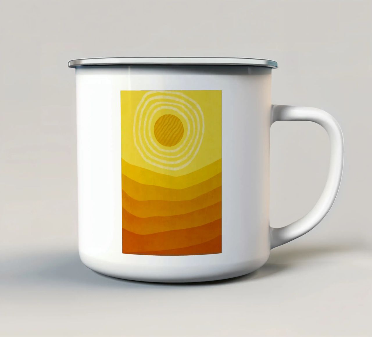 Sun in the desert Modern Abstract Art enamel mug by Bulaxtims