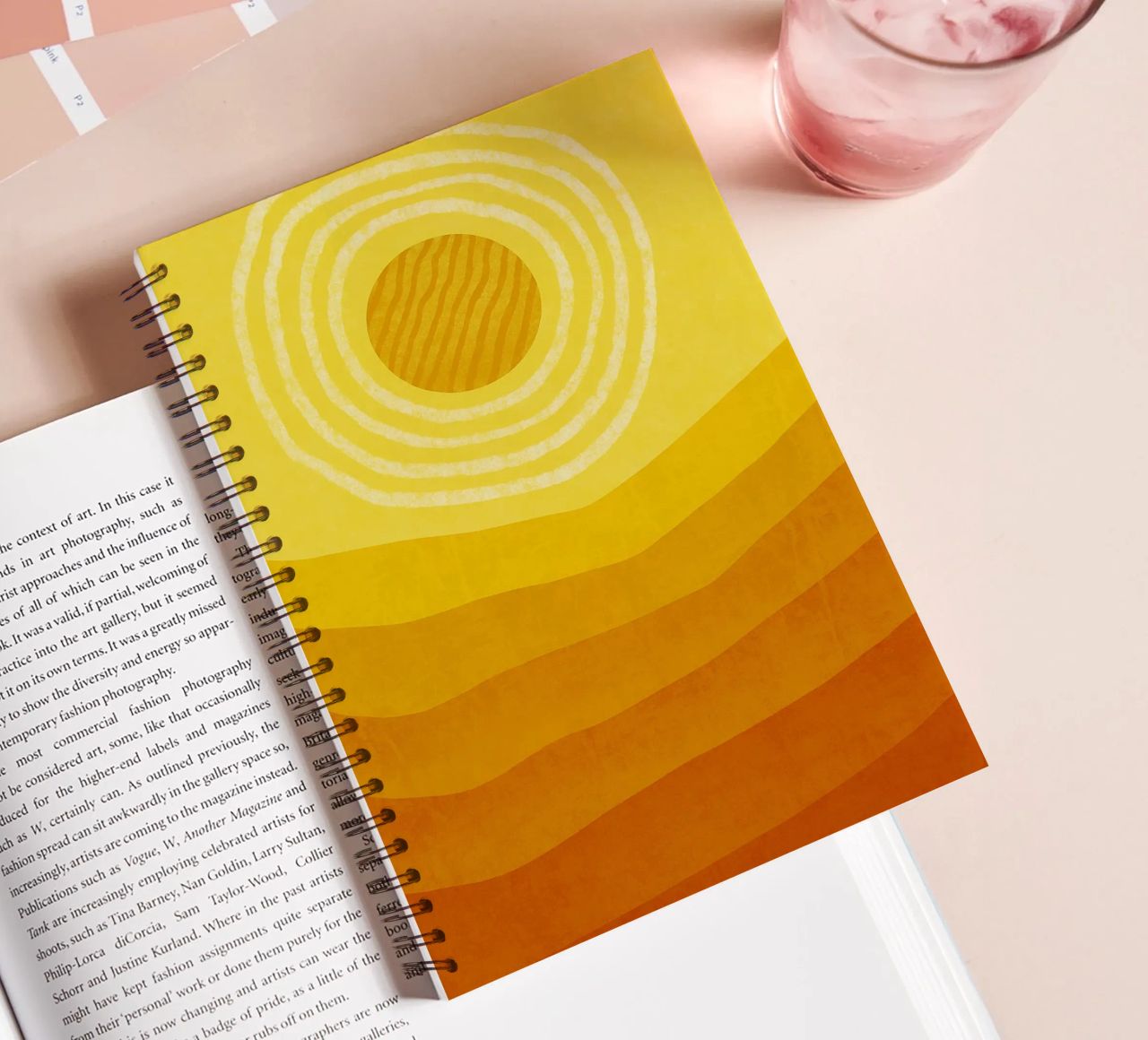 Sun in the desert Modern Abstract Art spiral notebook by Bulaxtims