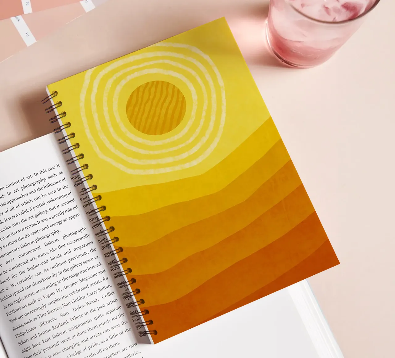 Sole nel deserto Arte astratta moderna diario ad anelli da Bulaxtims