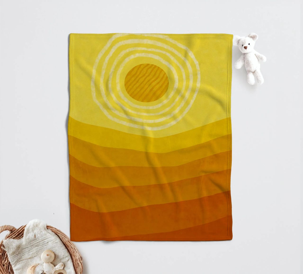 Sun in the desert Modern Abstract Art fleece blanket by Bulaxtims
