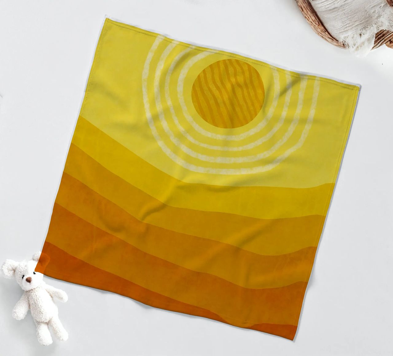 Sun in the desert Modern Abstract Art fleece blanket by Bulaxtims