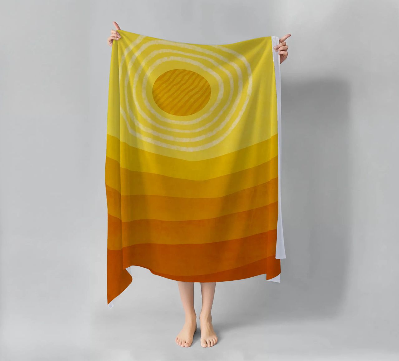 Sun in the desert Modern Abstract Art beach towel by Bulaxtims
