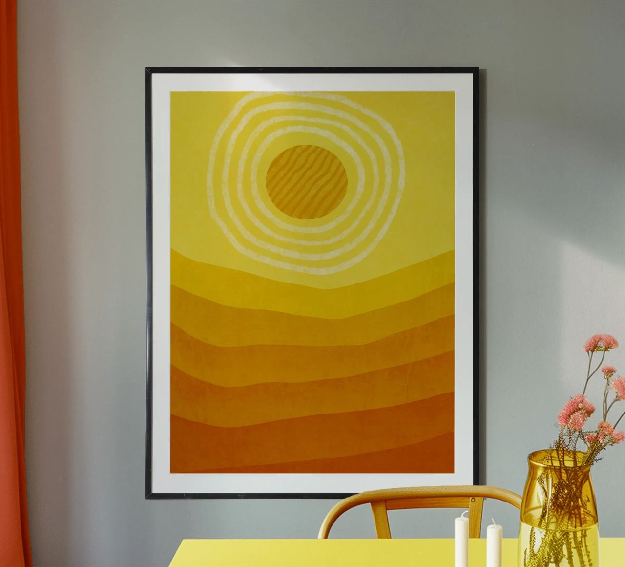 Sun in the desert Modern Abstract Art poster by Bulaxtims