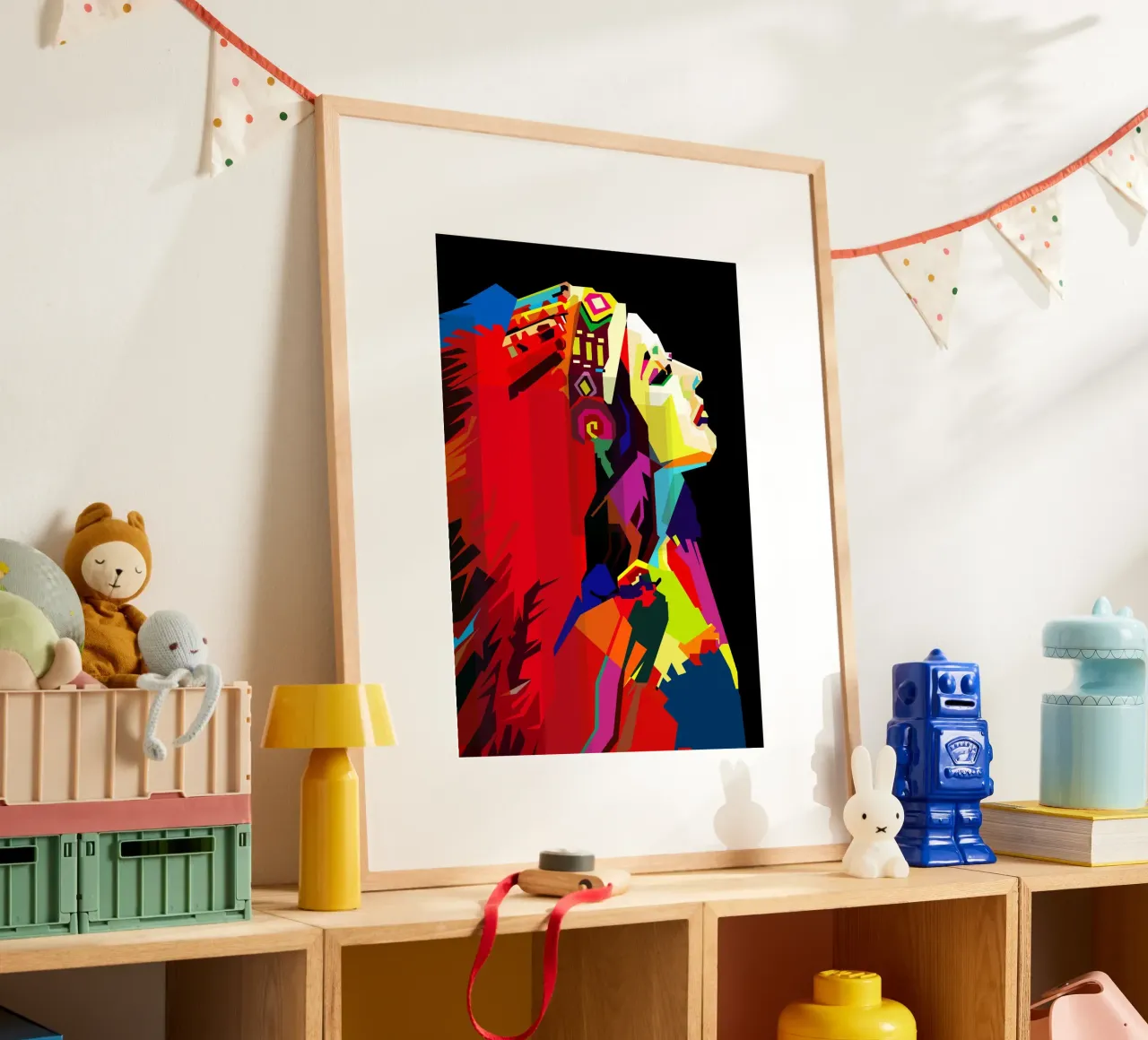 Apache Donna Stile Etnico WPAP Trending Now poster con telaio in alluminio da Artkreator
