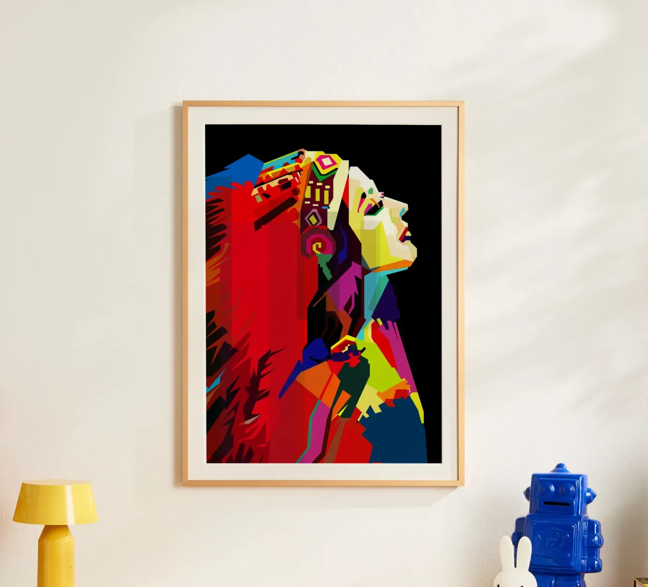 Apache Donna Stile Etnico WPAP Trending Now poster con telaio in alluminio da Artkreator