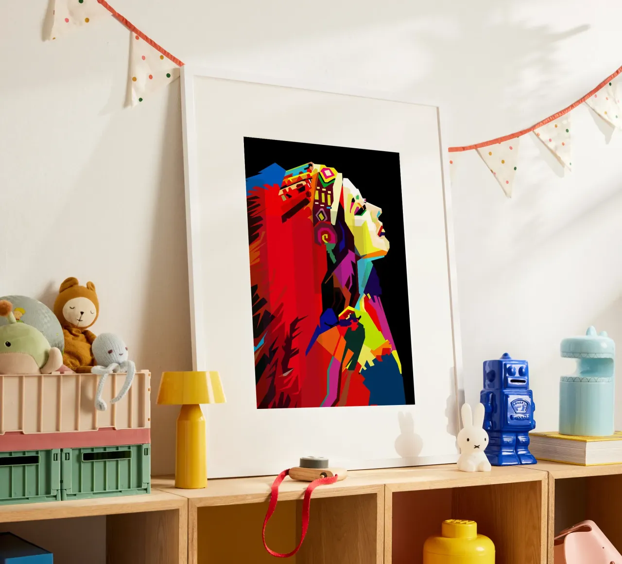 Apache Donna Stile Etnico WPAP Trending Now poster con telaio in alluminio da Artkreator