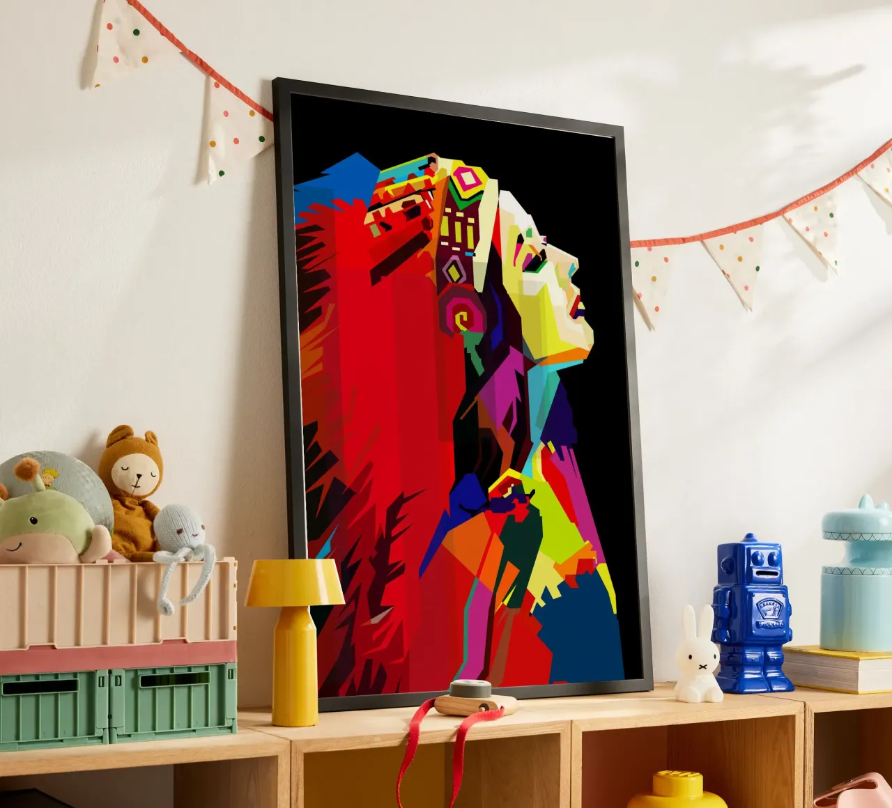 Apache Donna Stile Etnico WPAP Trending Now poster con telaio in alluminio da Artkreator