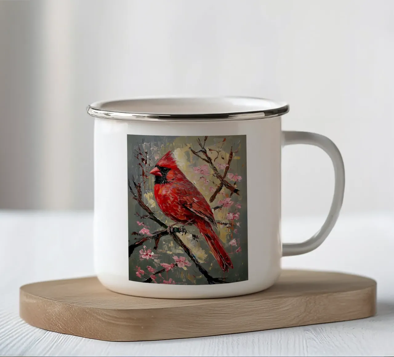 Robin enamel mug by Point and Art