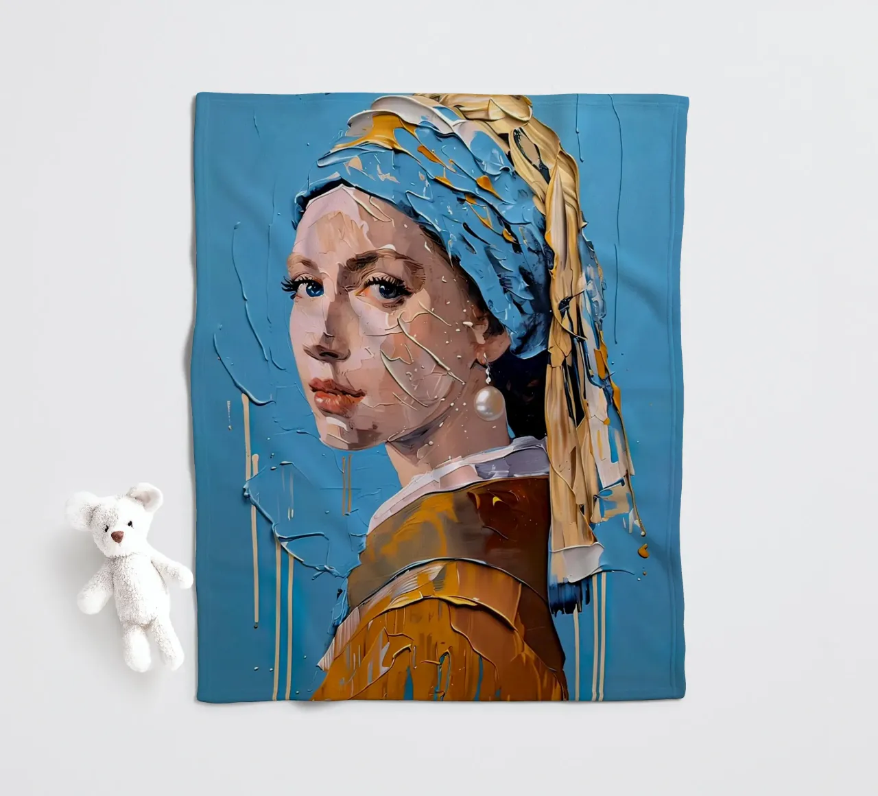 La ragazza con l'orecchino di perla di Johannes Vermeer coperta in pile da 🎨 Point and Art