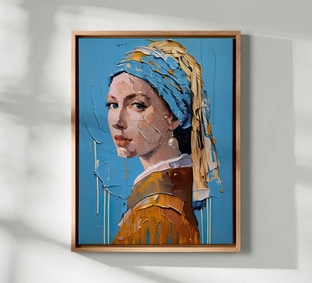 La ragazza con l'orecchino di perla di Johannes Vermeer tela con Cornice a cassetta da 🎨 Point and Art