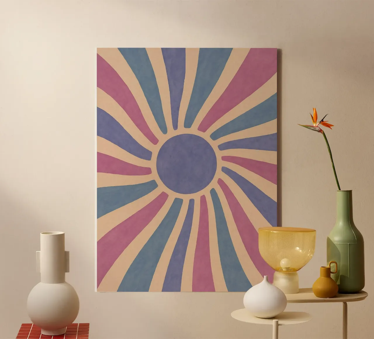 Zon Licht Abstracte Kunst canvas met Baklijst van Bulaxtims