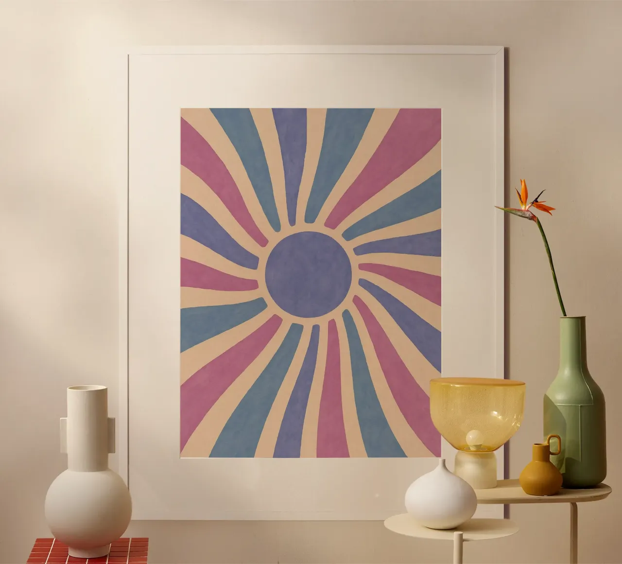 Zon Licht Abstracte Kunst poster met kunststof frame van Bulaxtims