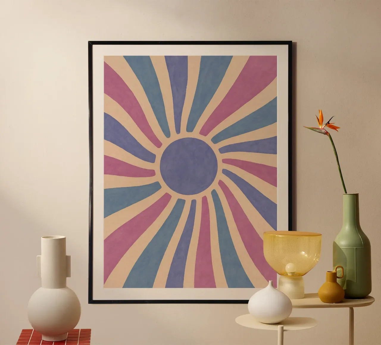 Zon Licht Abstracte Kunst poster met kunststof frame van Bulaxtims