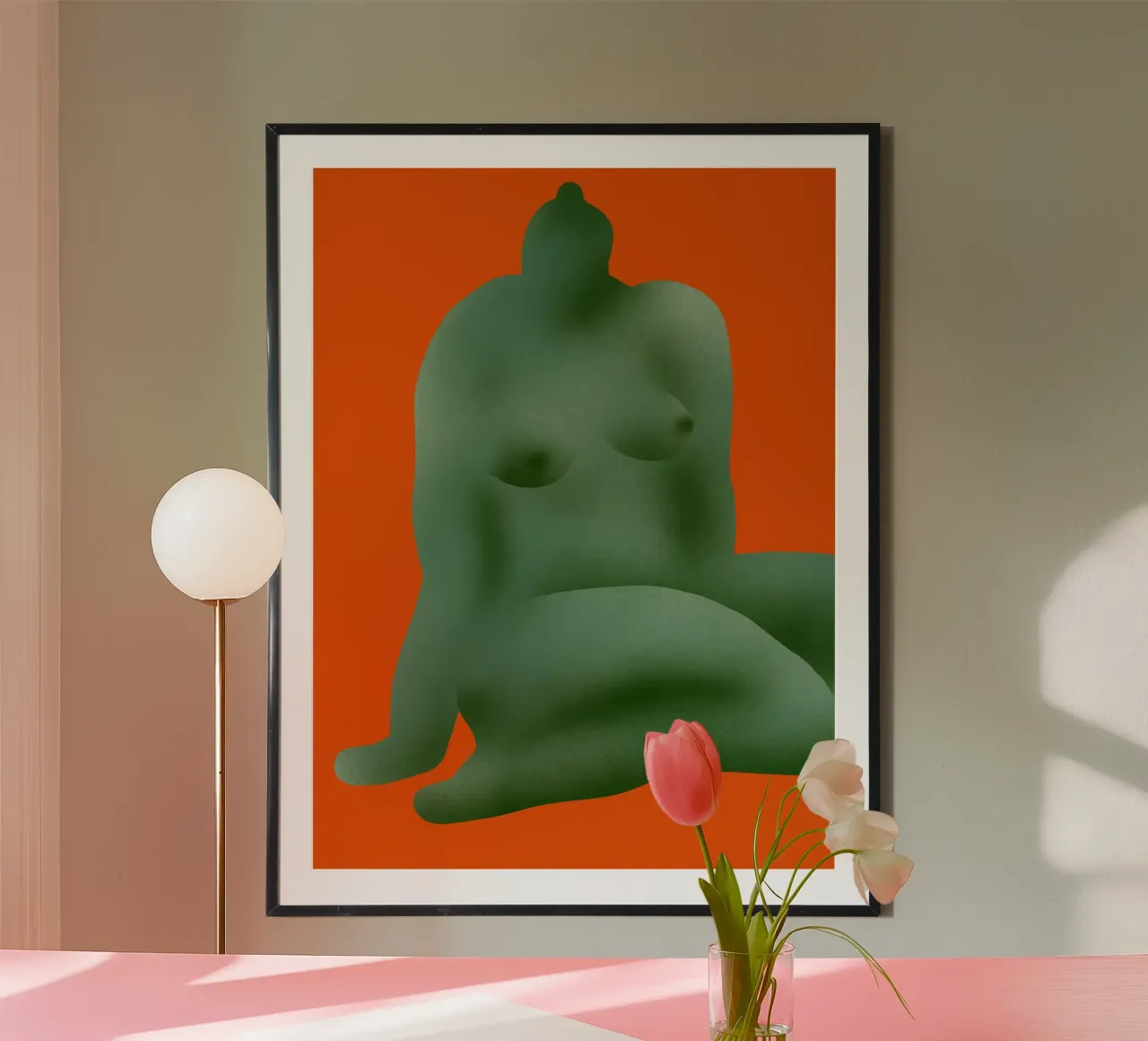 Nudo seduto set 1 poster con telaio in legno da Little Dean