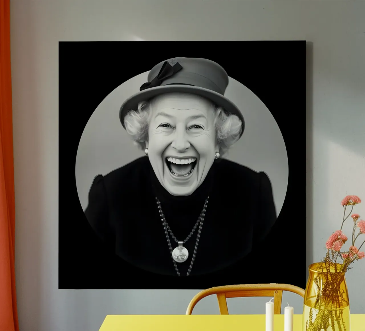 Lachende Königin Leinwand mit Schattenfugenrahmen von Anita's Dream