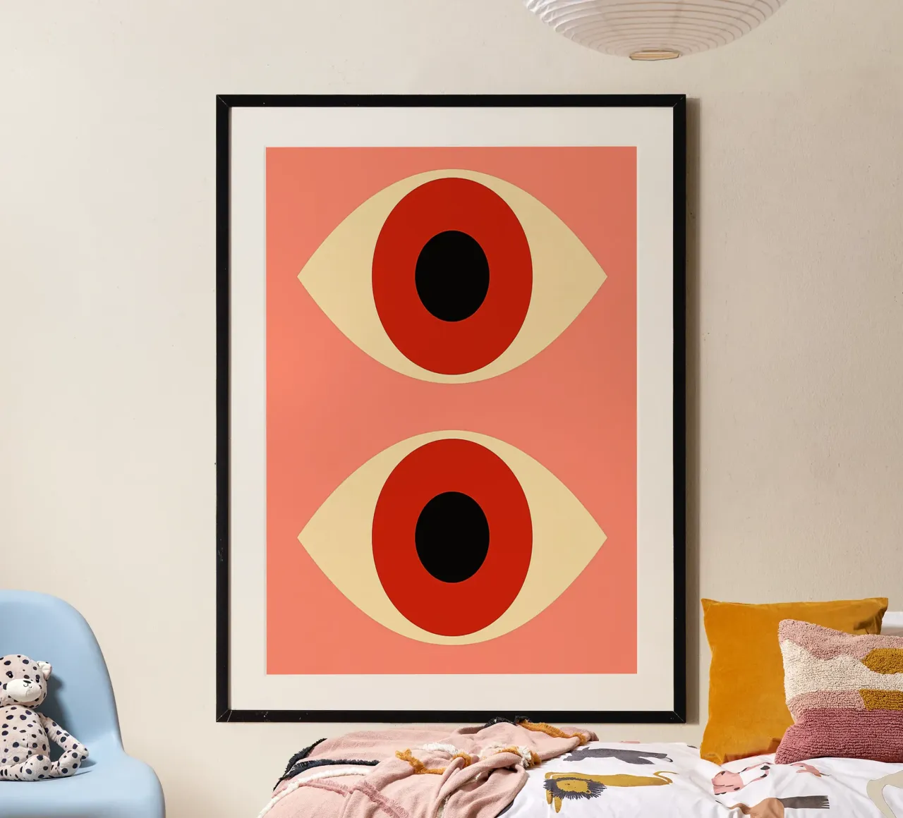 Twee ogen abstracte kunst poster met kunststof frame van Bulaxtims