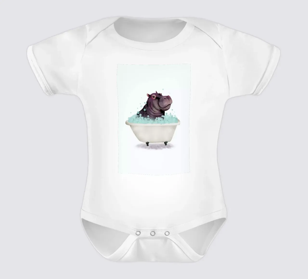 Hippo In The Bathtub body neonato maniche corte da Laura Graves