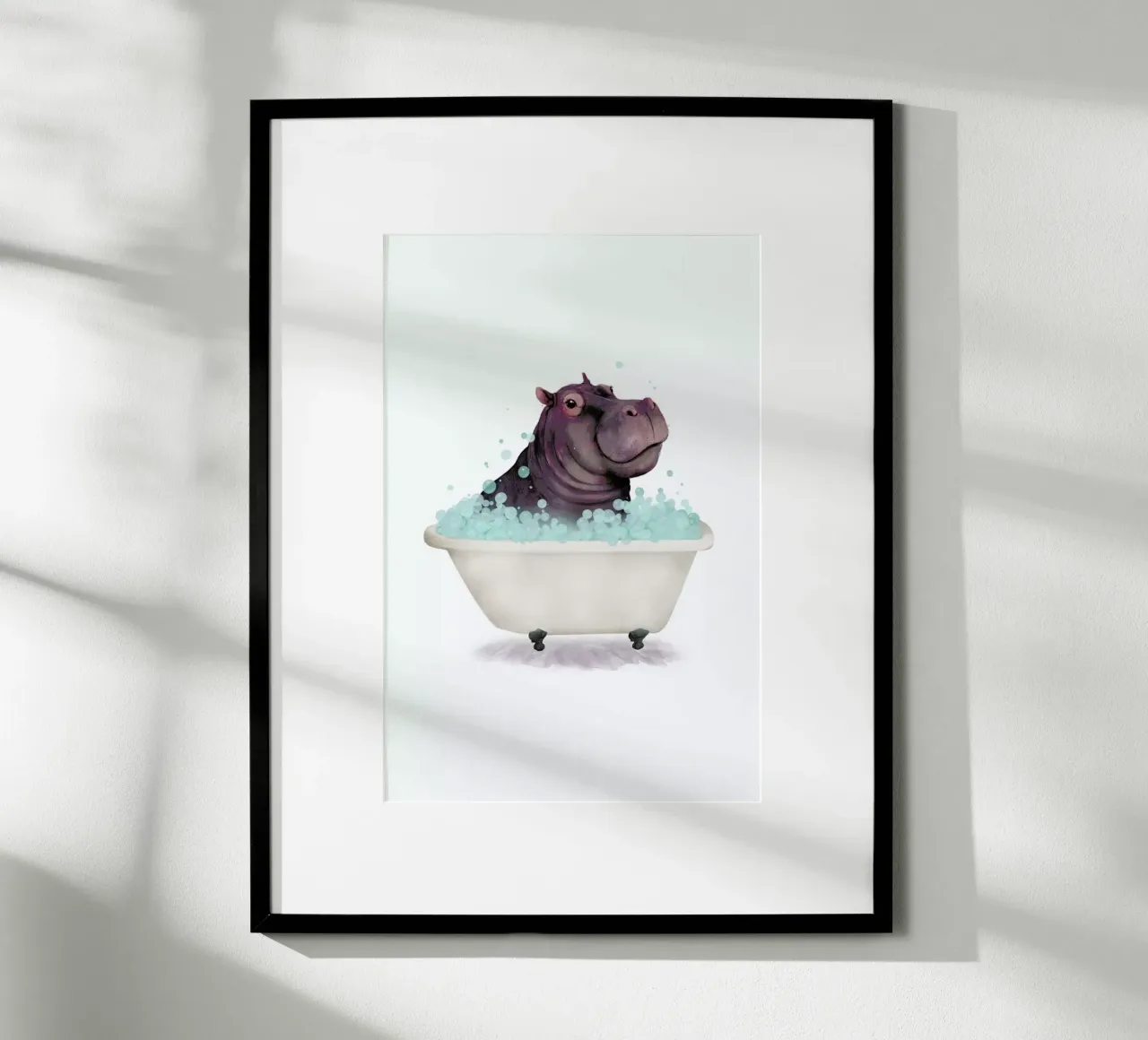 Hippo In The Bathtub hahnemühle by Laura Graves