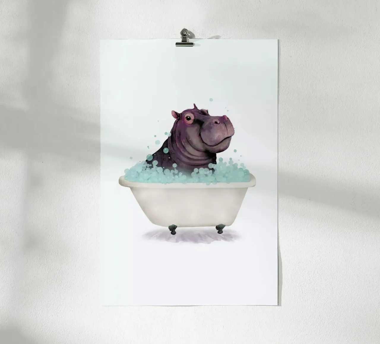 Hippo In The Bathtub hahnemühle by Laura Graves