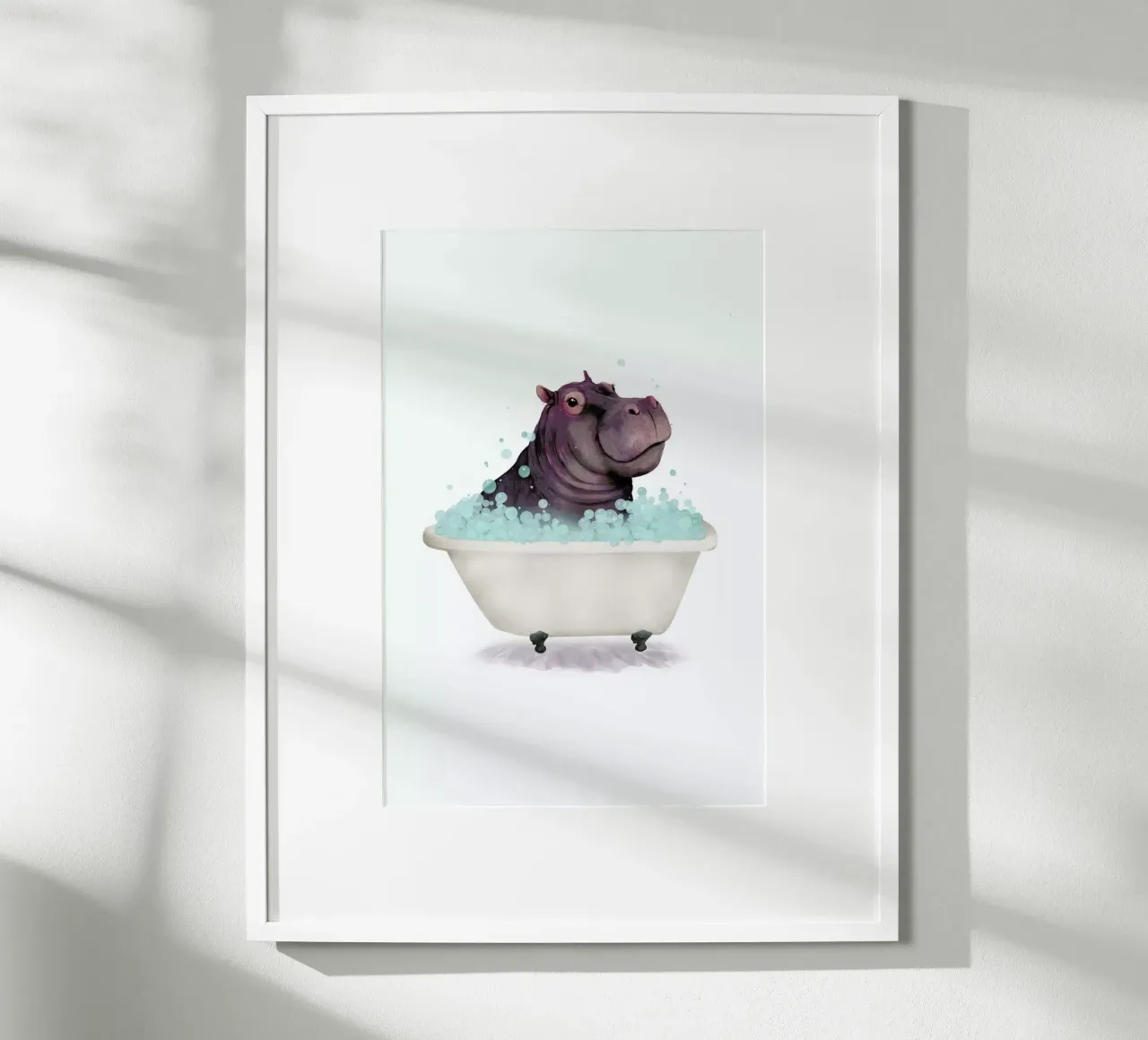 Hippo In The Bathtub hahnemühle by Laura Graves