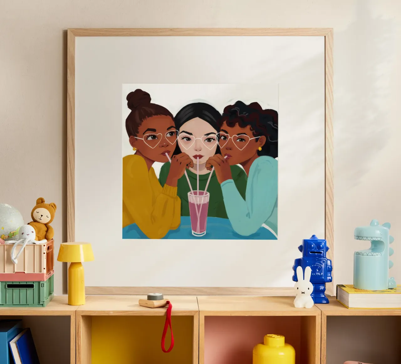 Elisir di sorellanza condiviso poster con telaio in legno da Aether Brush