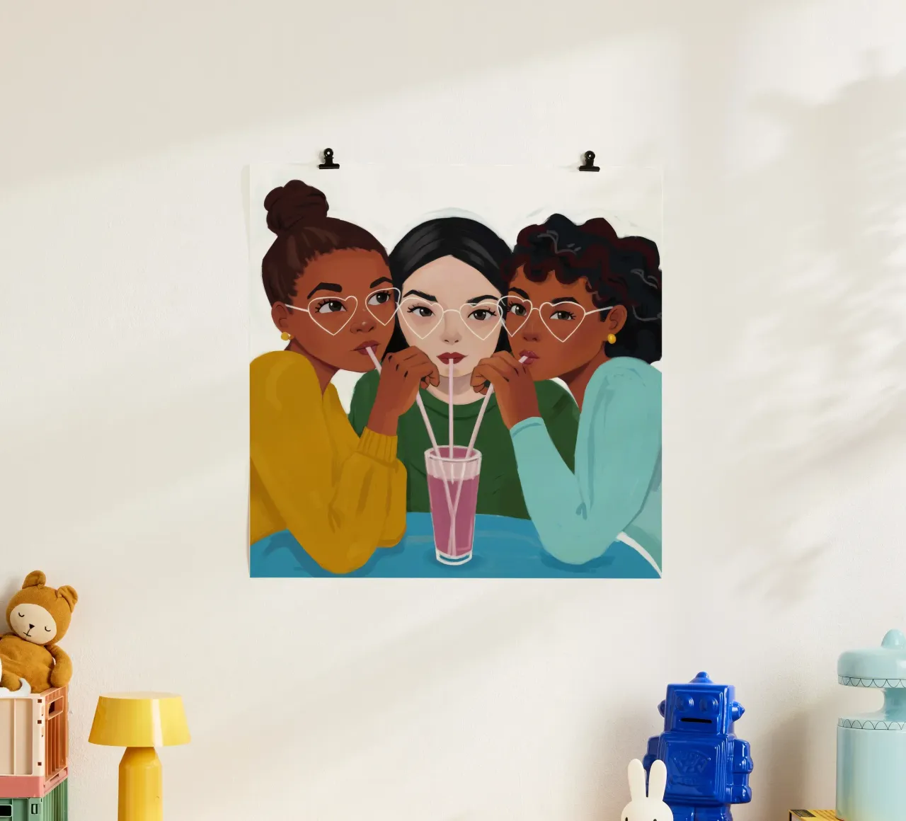 Elisir di sorellanza condiviso poster con telaio in legno da Aether Brush